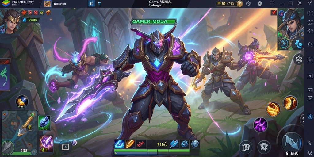 Screenshot menunjukkan aksi seru dalam pertandingan MOBA di 9ET.