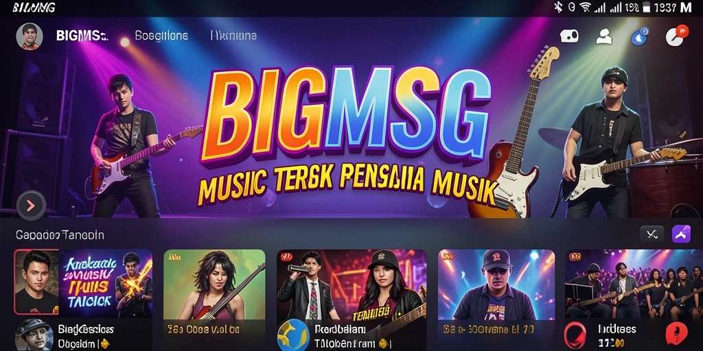 Tampilan screenshot utama BIGMSG menampilkan gameplay seru dengan alat musik virtual.
