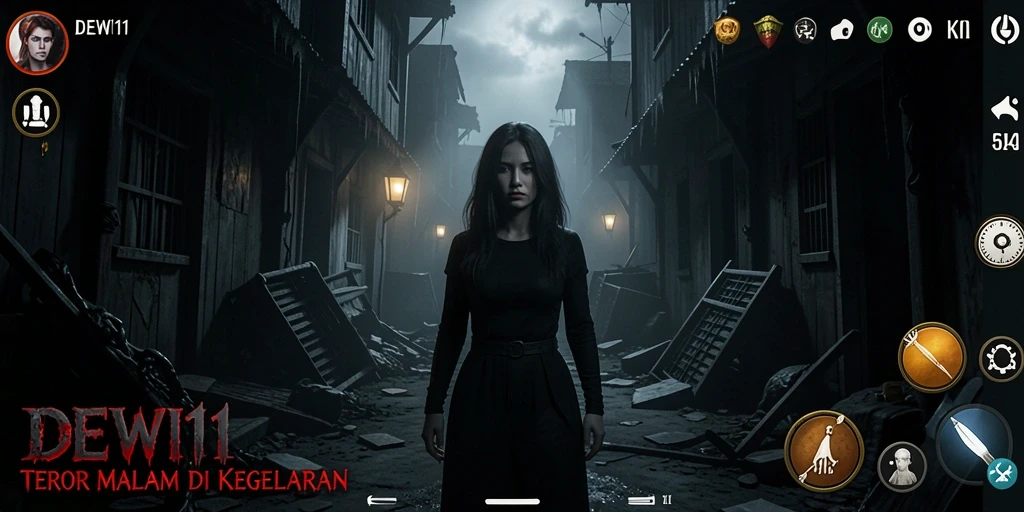 Tampilan gameplay DEWI11 yang menegangkan dan mencekam.