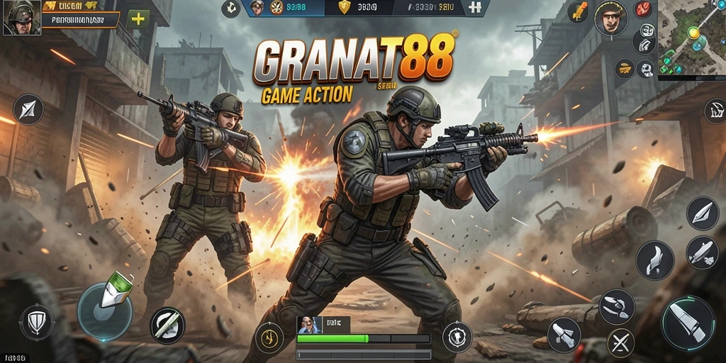 Tampilan aksi mendebarkan dari gameplay GRANAT88.