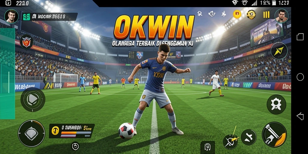 Tampilan screenshot OKWIN menampilkan momen seru dalam pertandingan olahraga.