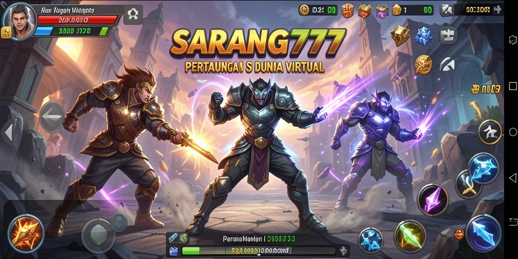 Tampilan gameplay seru dalam SARANG777 menunjukkan aksi pertarungan yang mendebarkan.